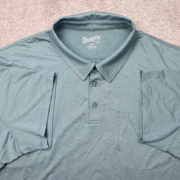 Duluth Polo Shirt Mens 3XL XXXL Green Pressure Cooker Standard Fit S/S w/ Pocket - Picture 1 of 14